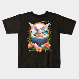 Easter Dove  / Spring Flowers / Easter Eggs, Easter gift Kids T-Shirt